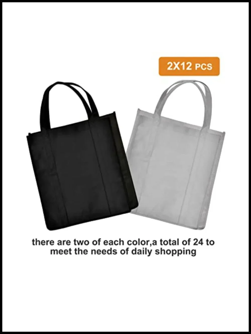 24-Pack Reusable Grocery Bags Large Heavy Duty Foldable Tote Bags